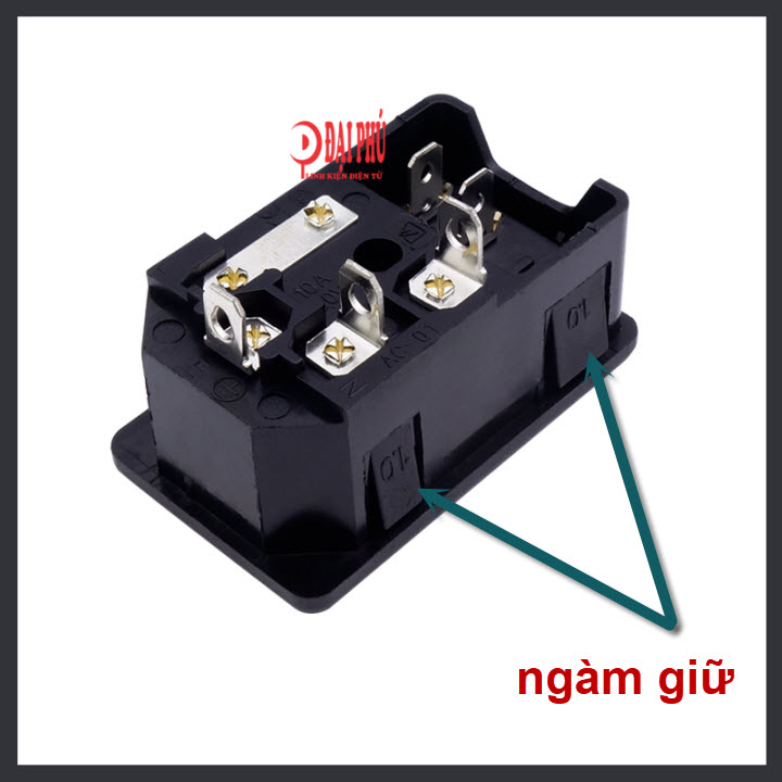 Jack nguồn AC0005 có kèm công tắc và cầu chì