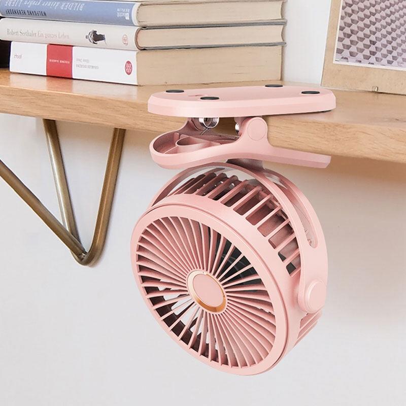 Quạt Tích Điện Để Bàn, Sử Dụng Pin Sạc, Quạt Mini, Kẹp Bàn Chắc Chắn, Xoay 720 Độ
