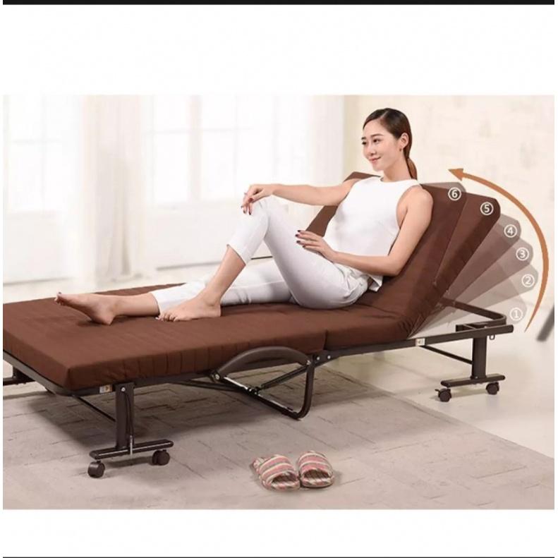 Giường Gấp Gọn Hàn Quốc -339, , tải trọng 300kg, Kèm Thảm Trùm + Gối + túi đựng vật dụng