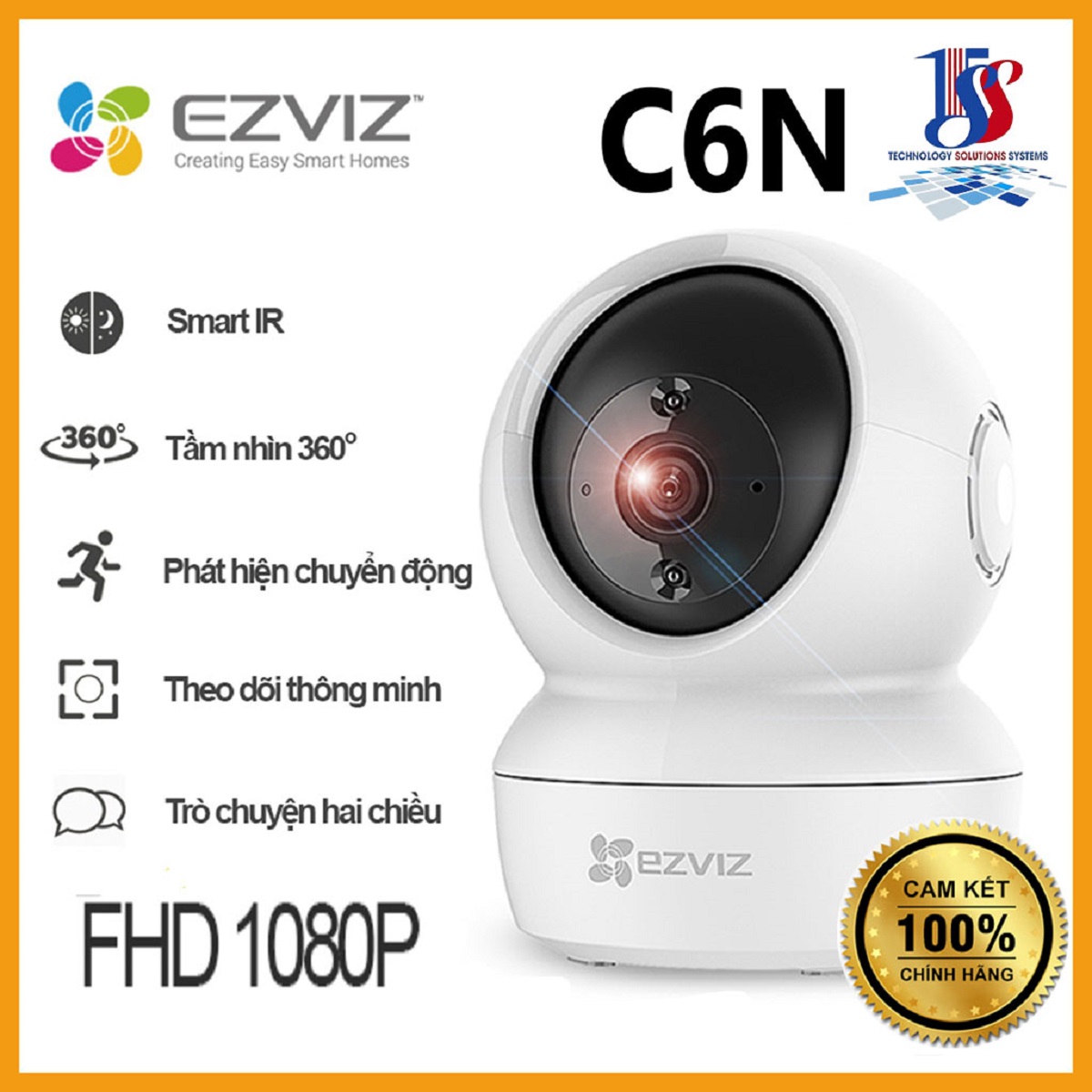 Camera wifi, camera ezviz C6N 2.0 megapixel, camera360 xoay, đàm thoại hai chiều, phát hiện chuyển động–Hàng chính hãng bảo hảnh 24 tháng