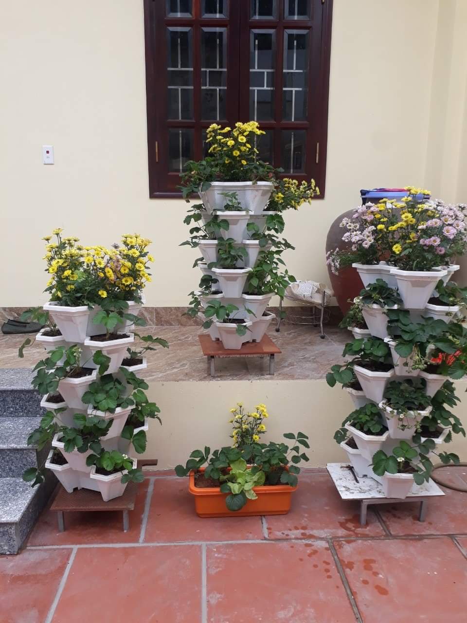 BỘ THÁP TRỒNG RAU/ HOA/ DÂU TÂY 7 TẦNG- Màu trắng- tiết kiệm không gian- độ bền cao