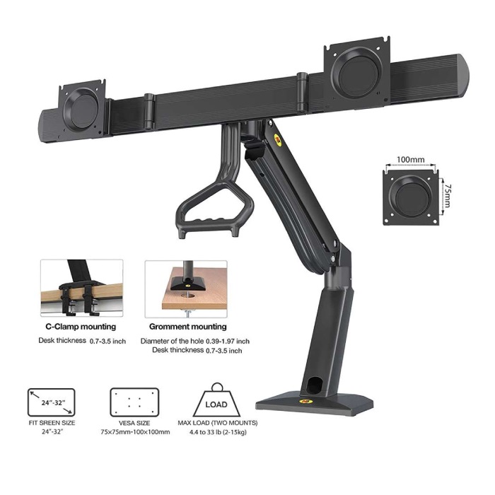 Giá treo gắn bàn 2 LCD North Bayou NB32 Hàng chính hãng - ZAMACO AUDIO