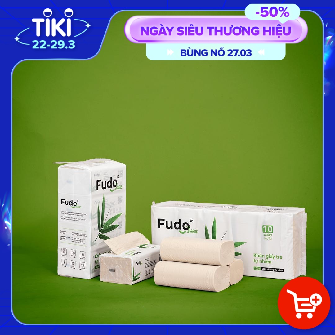 Giấy cuộn không lõi Fudo TISSUERolls từ sợi tre - Túi 12 cuộn