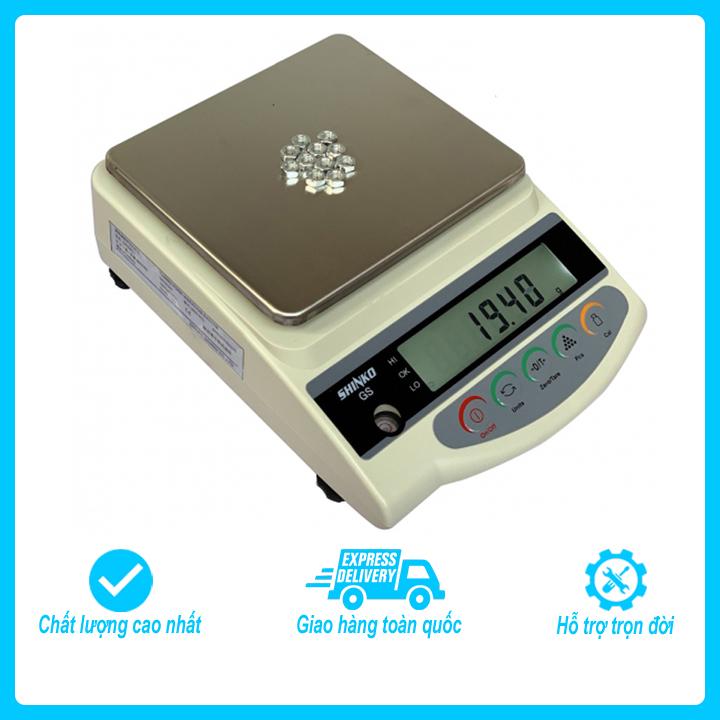 Cân điện tử kỹ thuật 2 số lẻ, Shinko GS 1200g/0.01g có độ nhạy cao dùng cân vàng, mủ cao su, hóa chất, thí nghiệm