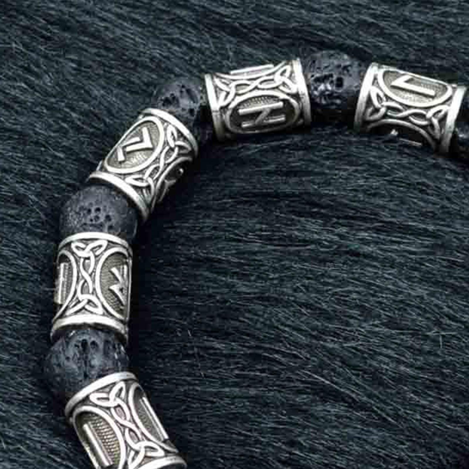 Rune Antique Beads Bracelet  Stone Bangles Accessories for Men
