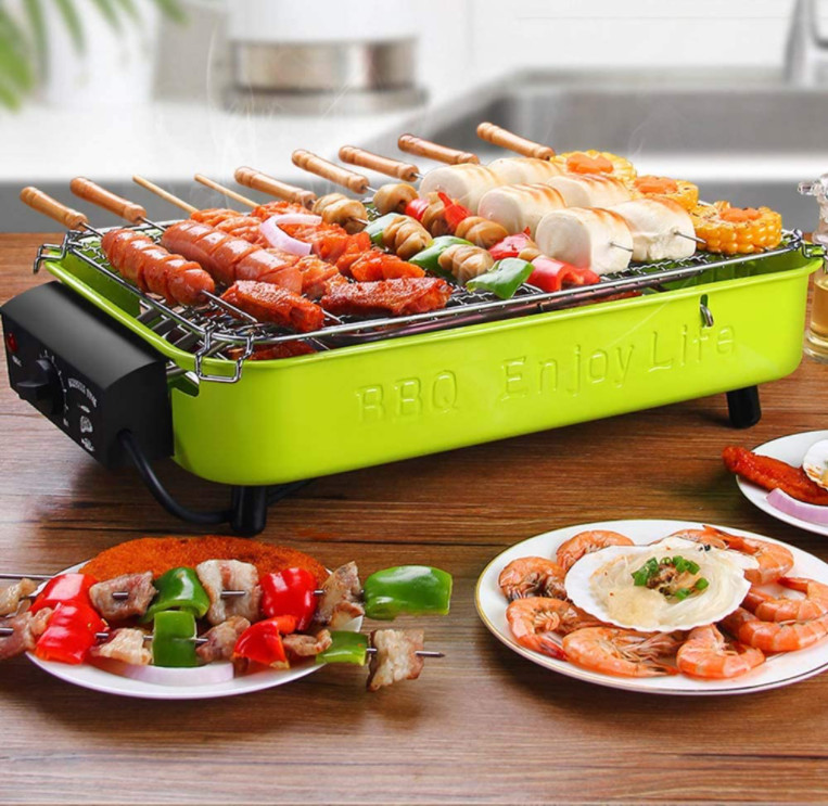 Lò nướng điện và than tích hợp 2 trong 1 điều chỉnh nhiệt Electric BBQ Grill