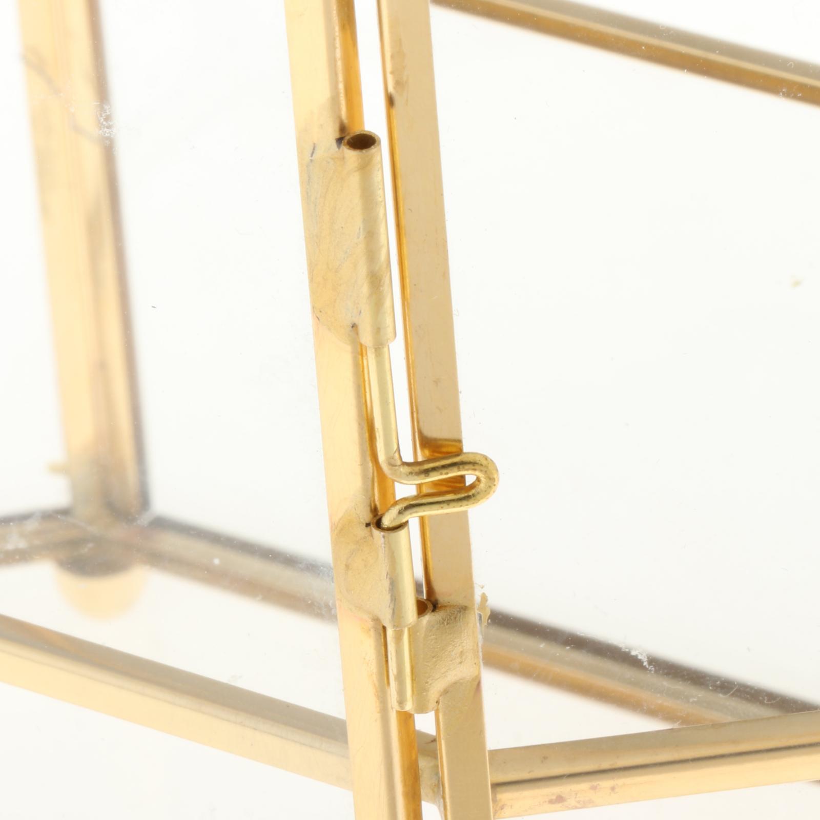 Golden Vintage Octagon Glass Jewelry Box Display Case Organizer for Trinkets, Necklace, Ring, Diamond, Flower 6.7"x4"x8.3"