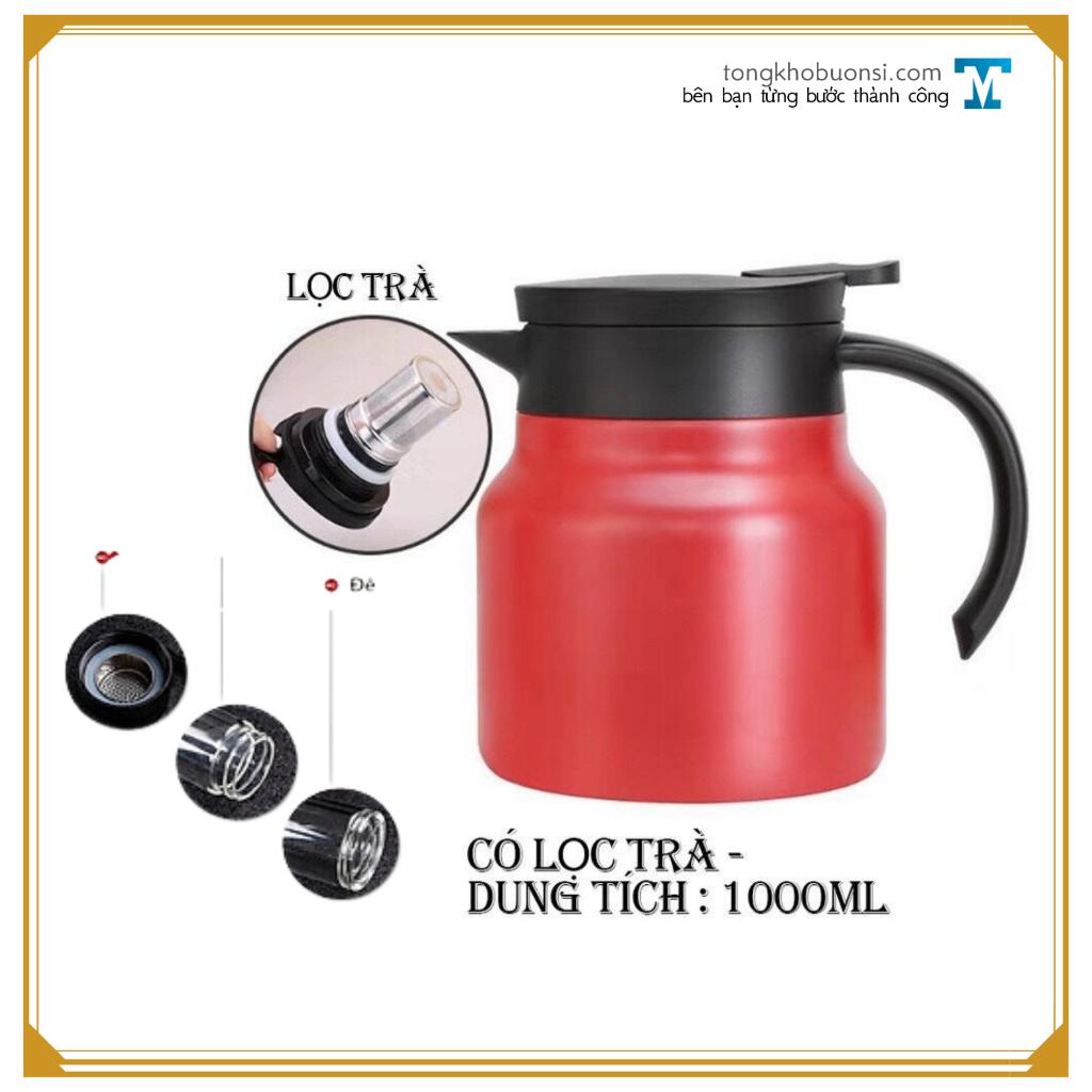 Ấm pha trà giữ nhiệt tặng 4 ly thủy tinh, có lõi lọc inox 316, bình pha cafe, nắp vặn đậy kín, giữ nóng 10h, lạnh 20 giờ
