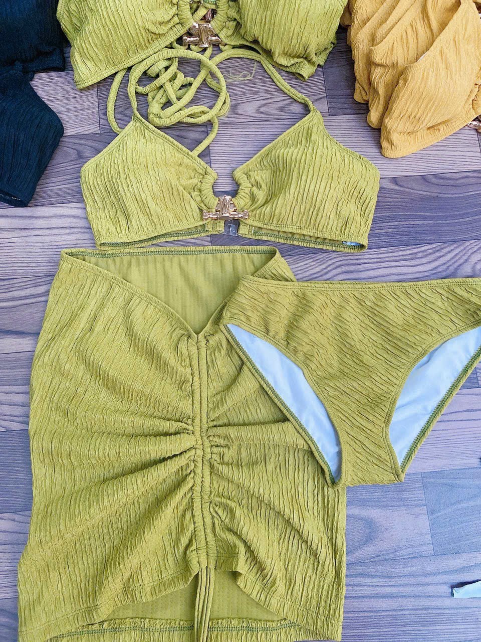Bikini Tắm Biển Nữ Kèm Váy Dây Rút