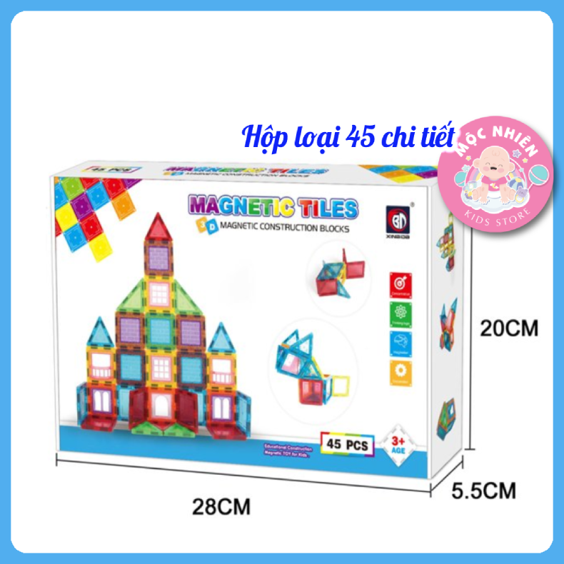 Đồ chơi xếp hình nam châm cầu vồng Magnetic Tiles chính hãng Xinbida an toàn cho bé từ 3 tuổi trở lên