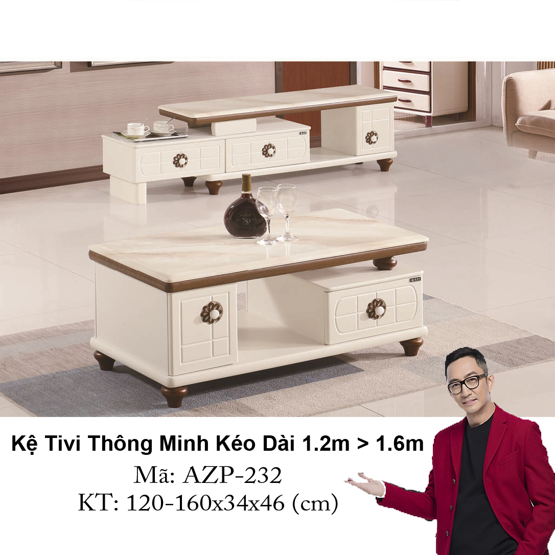 Kệ Tivi Mặt Đá Thông Minh Kéo Dài AZP-TV232 / Dòng Cao Cấp