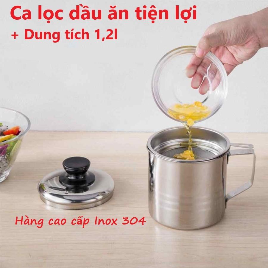 Ca Lọc Dầu Ăn Inox 304 1,2L Hàng Cao Cấp , Có Lưới Lọc Cặn Tiện Lợi Dùng Lọc Nước Trái Cây , Lọc Đậu Nành , Lọc Cua - Loại Tốt