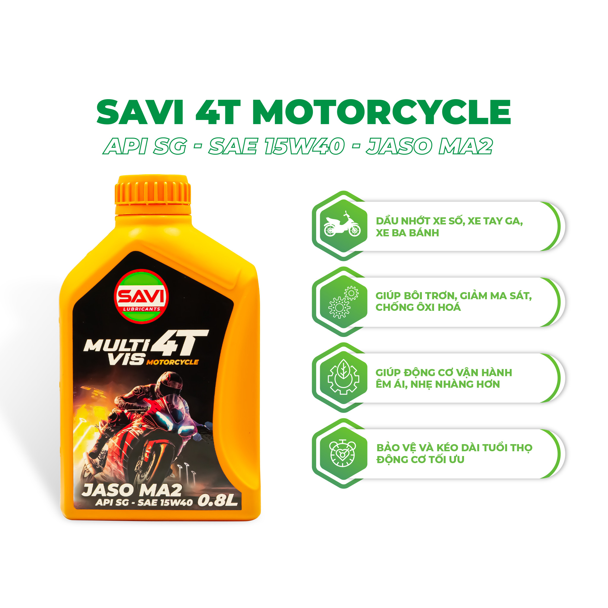 Nhớt Xe Máy Giá Rẻ SAVI 15W40 Cho Xe Số/Tay Ga/Ba Bánh SX Từ Dầu Gốc Có Kiểm Định Chất Lượng