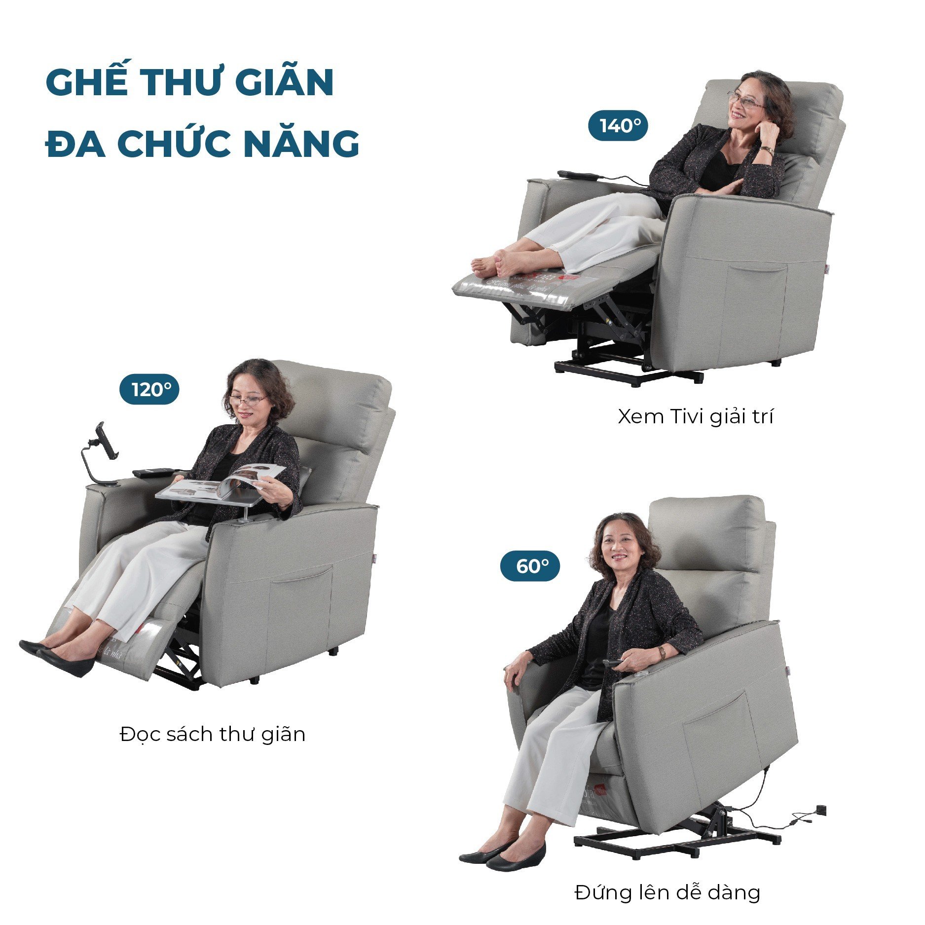 Ghế chăm sóc sức khỏe GNG | Ghế nâng hạ, ghế thư giãn dành cho người lớn tuổi, phụ nữ mang thai, người bị vấn đề về xương khớp