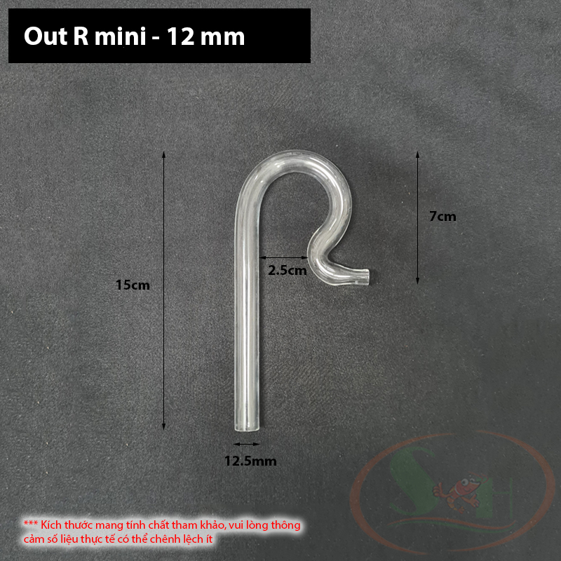 Ống in out thủy tinh mini 10, 12, 16 mm gắn bơm lọc thùng bể cá tép thủy sinh