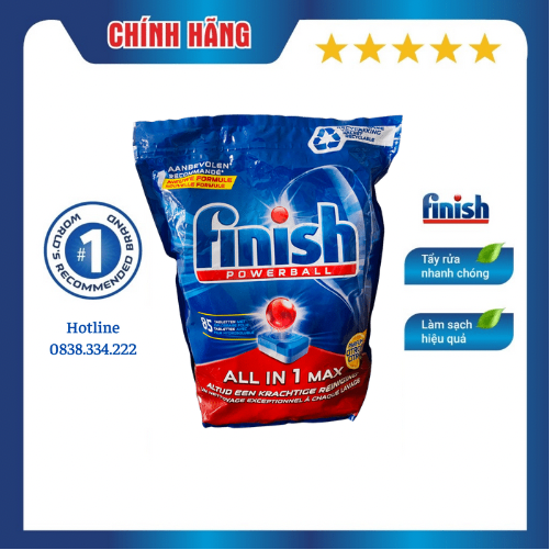 Viên rửa bát Finish All in one MAX 85 viên Hương Chanh