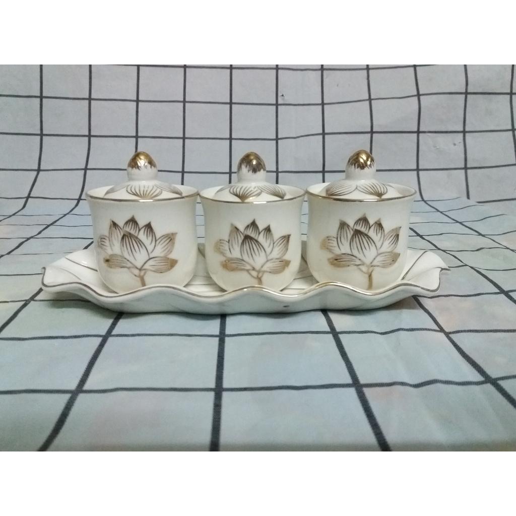 Combo thờ cúng bạch ngọc hứng tàn size nhỏ
