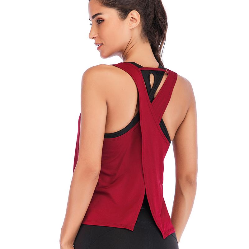 Áo yoga liền mạch cả hai mặc áo thể thao crop top tập luyện phụ nữ không tay lái xe phòng tập thể dục mặt hàng đầu Color: gray Size: S