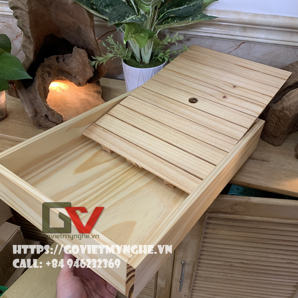 Khay gỗ chữ nhật trang trí món ăn - khay gỗ đựng đồ ăn phong cách Nhật Bản - Gỗ thông