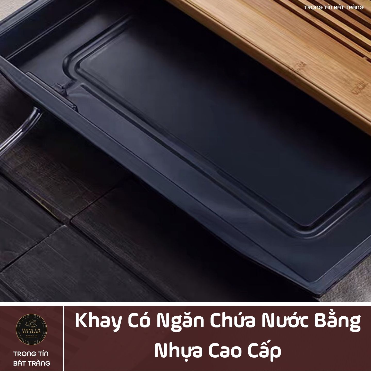 KT 34 Khay Trà Tre Cao Cấp  Chữ Nhật Kích Thước 58*35*8