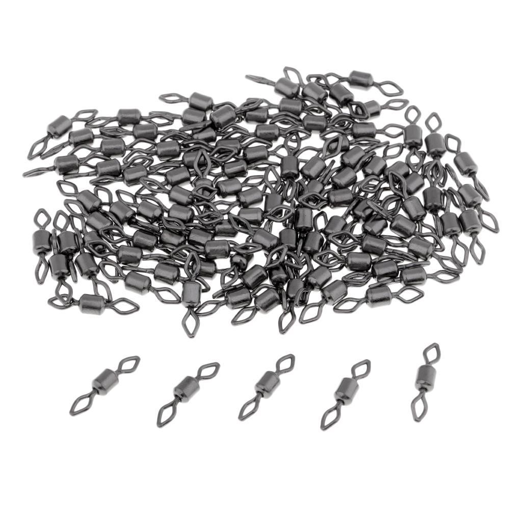 100pcs Fishing Barrel Bearing Rolling Swivel Solid Ring Connector Tackle Flexible rotation with high tensile strength