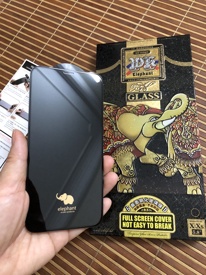 Cường Lực iPhone XS Max  WK Elephant 3D Bảo Vệ Toàn Diện - Siêu cứng ; Chống bám vân tay - Hàng chính hãng