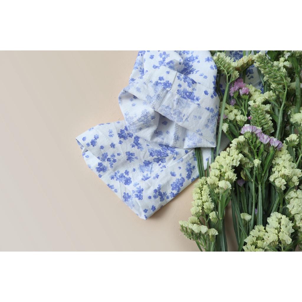 Quần côn dài Linen KACHISA cotton hoa màu xanh