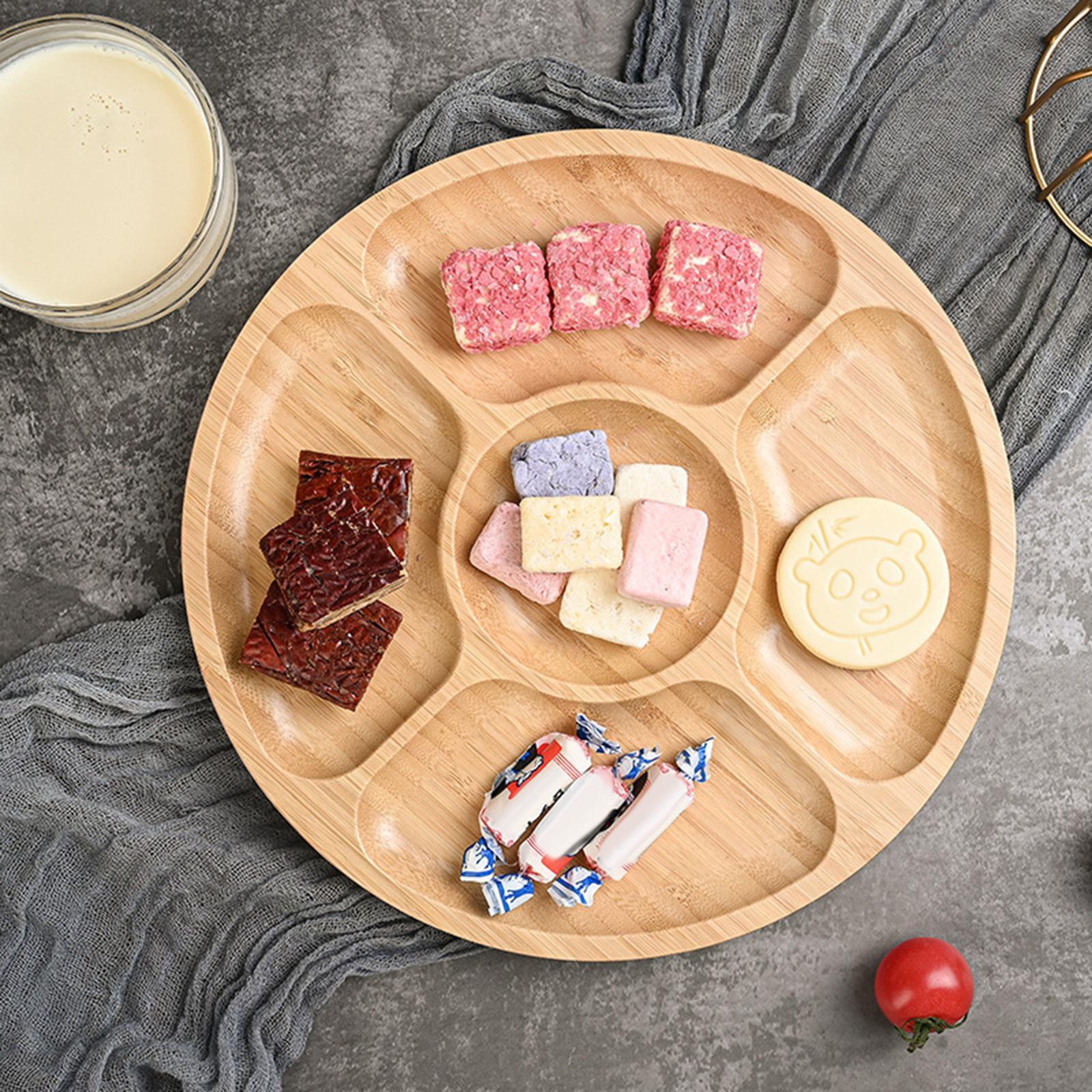 Wooden Tray with 5 Compartments Wooden Food Tray for Candies Party Appetizer