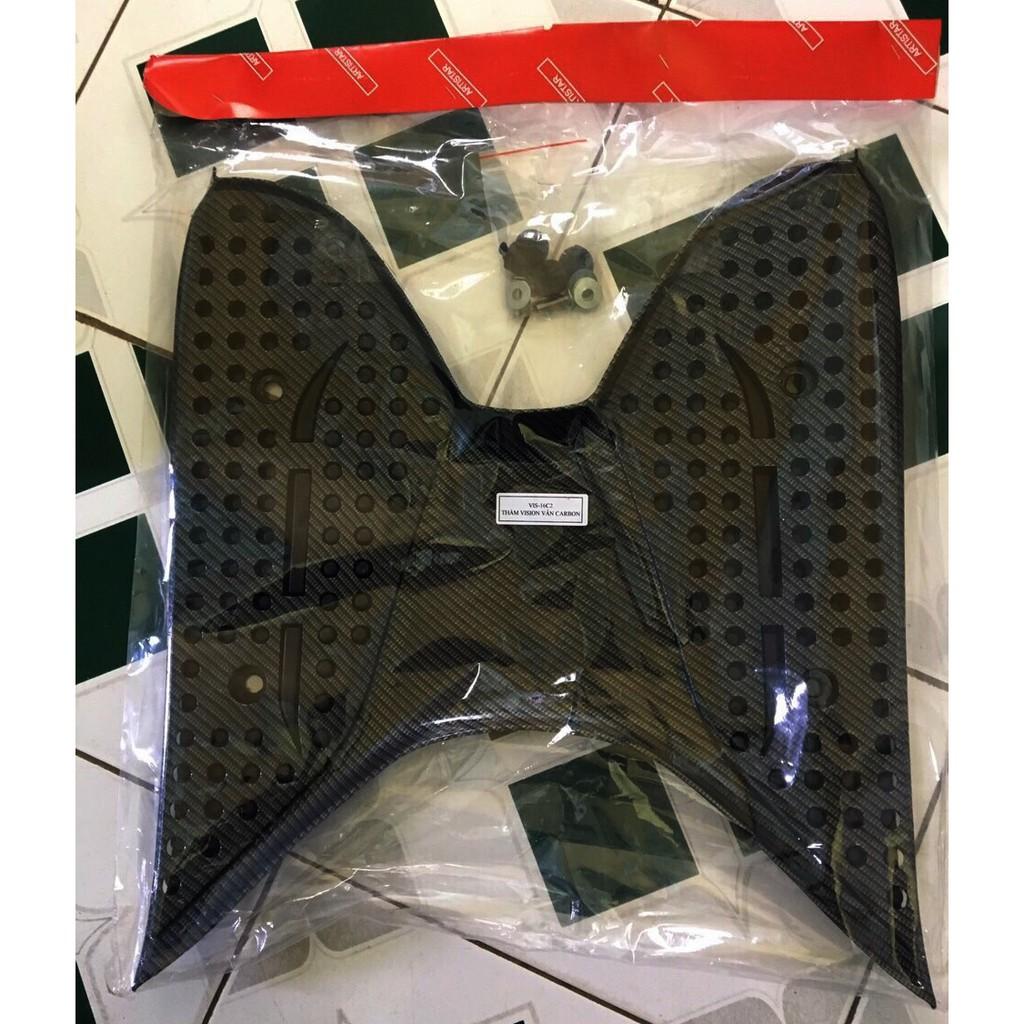 Thảm chân, lót chân, lót sàn, gác chân trước Dành Cho Honda Vision 2014, 2015, 2016, 2017, 2018, 2019, 2020 Carbon Cacbon