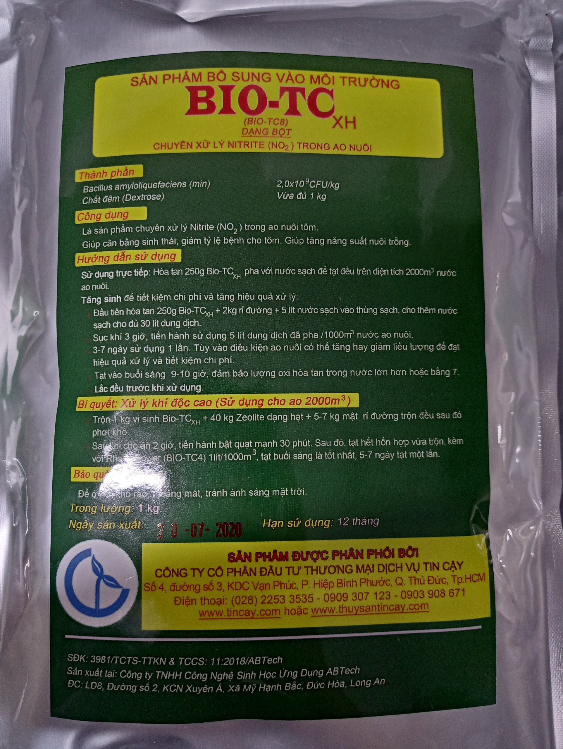 Men Vi Sinh Xử Lý Khí Độc NO2 BIO-TC XH DẠNG BỘT