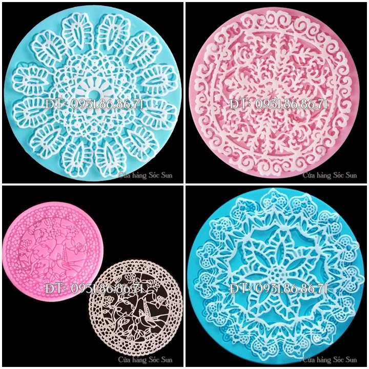 Bộ 4 khuôn silicon làm viền, nền bánh, rau câu, fondant, socola loại 13 cm – Mã số 1948