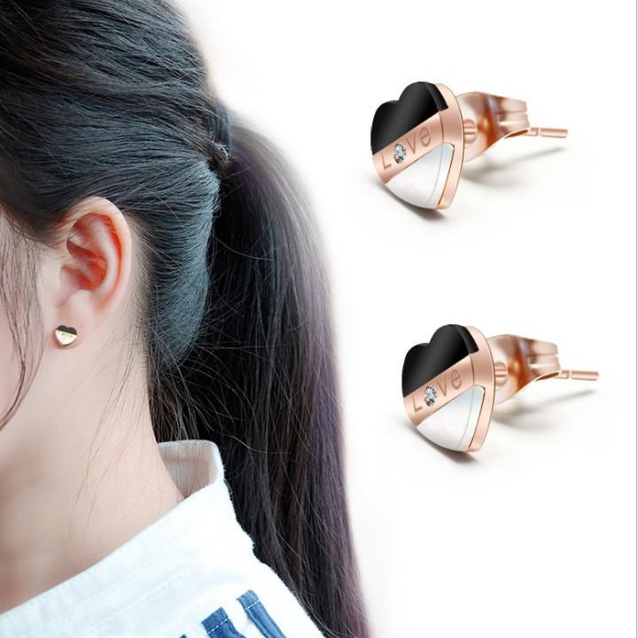 Bông Tai Trái Tim Love Titan Không Gỉ TT 1888