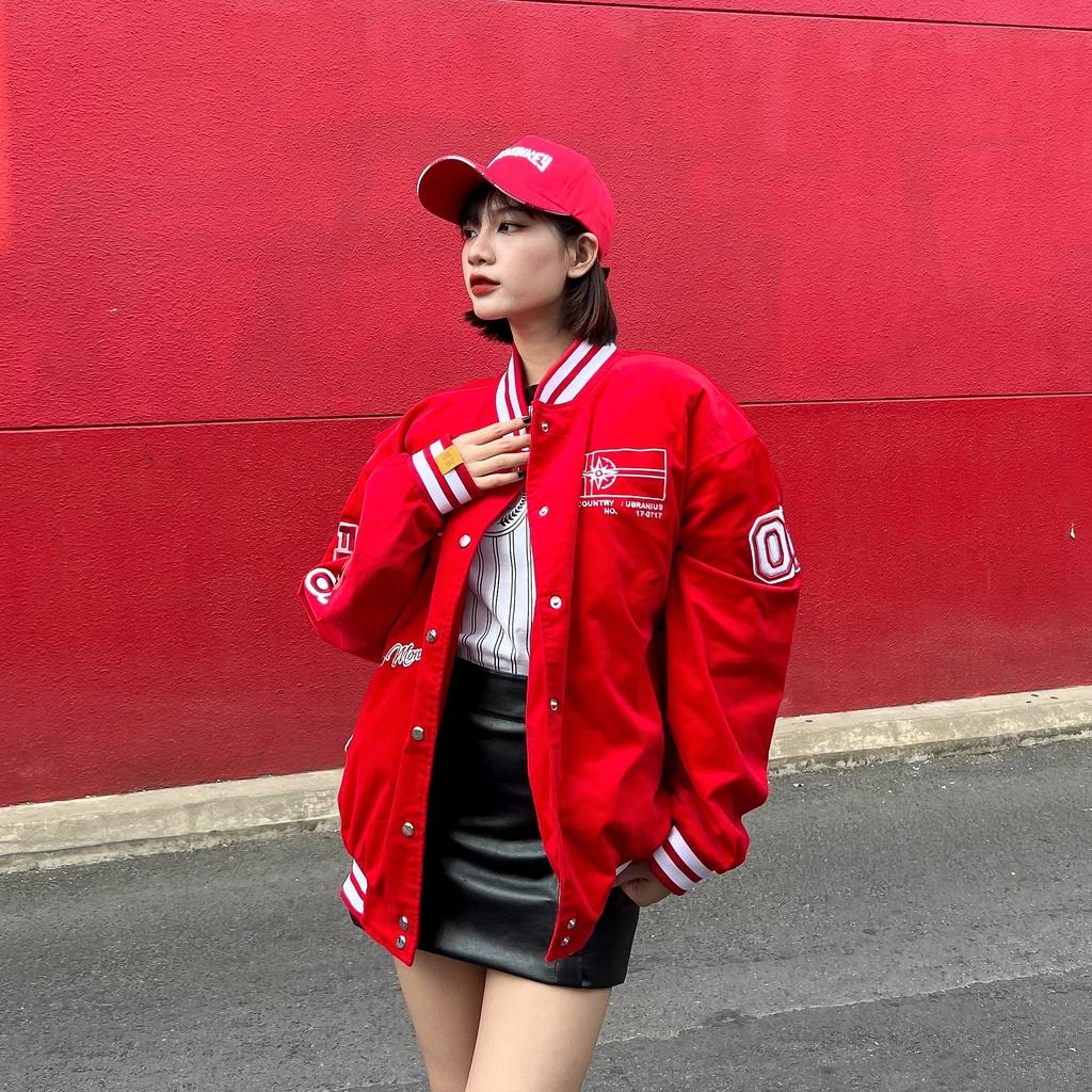 Áo Khoác URBAN MONKEY Basic Varsity Red Nhung Tăm Cao Cấp