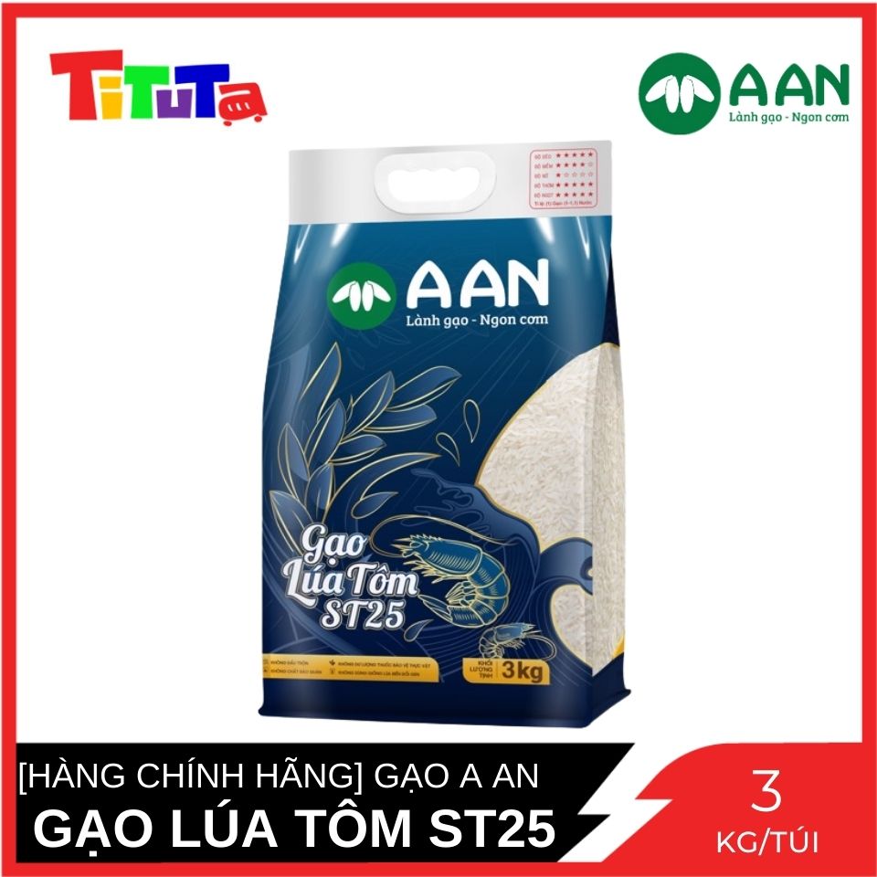 Gạo Lúa Tôm ST25 Gạo A An Túi 3kg