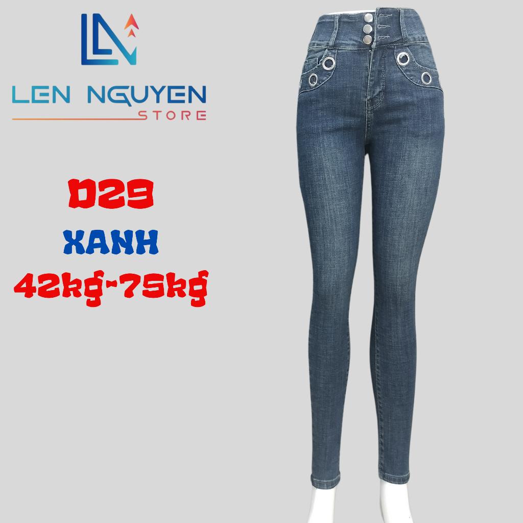 D29_Quần jean nữ, dài, lưng cao, quần bò nữ dáng ôm, quần rin nữ có big size, cho 42kg đến 75kg,LEN NGUYEN STORE - Xanh Nhạt
