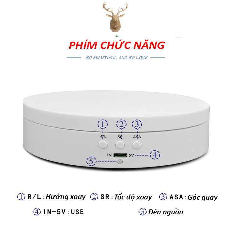 Bàn Xoay Sản Phẩm 360 Độ Cắm Nguồn USB + Pin Sạc Đường Kính 13,8cm Tải 3KG, Đế Xoay Trưng Bày Sản Phẩm Chỉnh Đa Tốc Độ