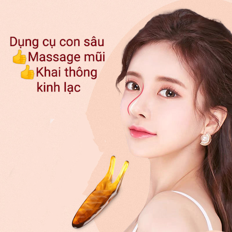 Dụng Cụ Hỗ Trợ Massage Nâng Mũi/Săn Chắc Da Mặt Ấn Huyệt Tiện Dụng- Màu nâu