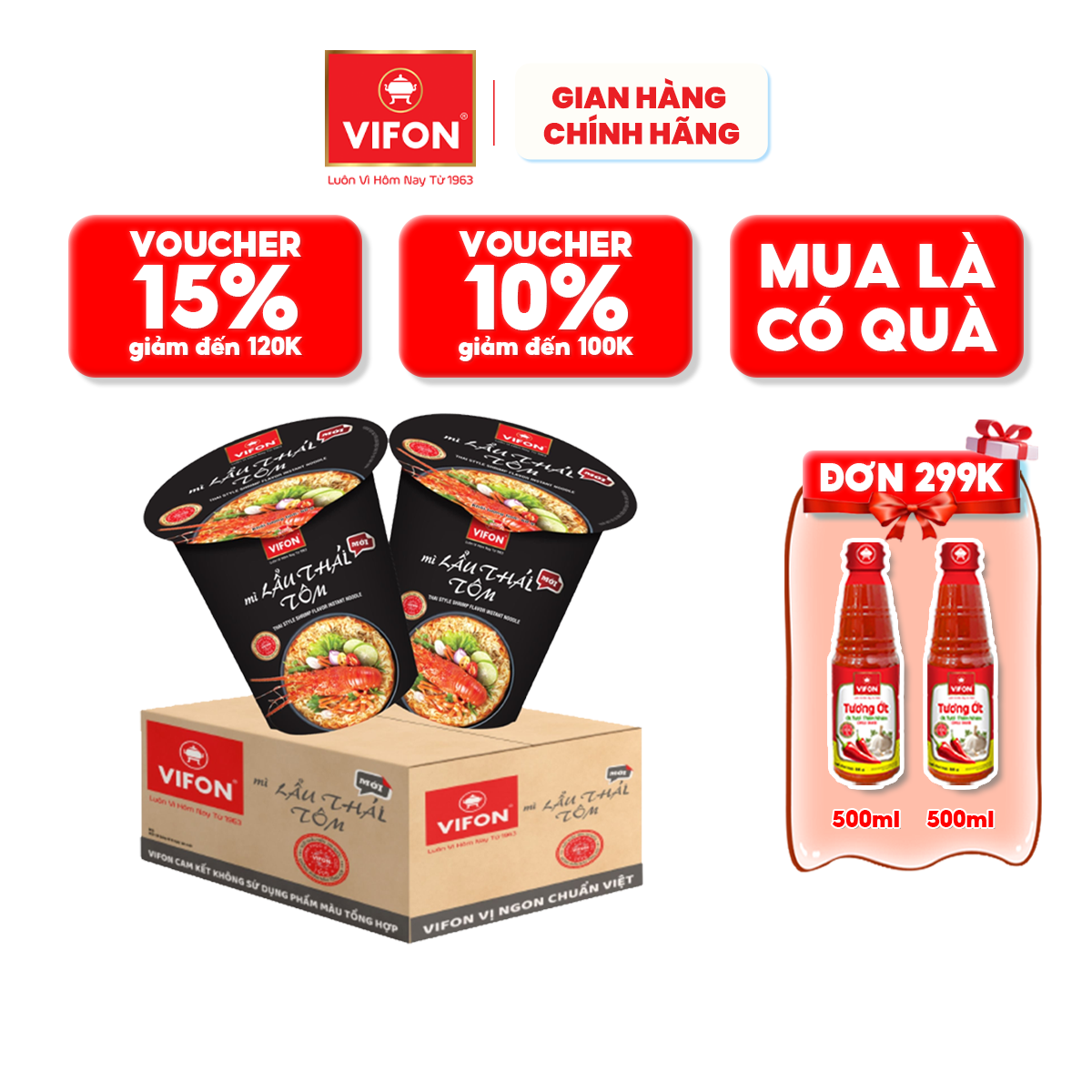 Thùng 24 Ly Mì Lẩu Thái Tôm Ngon Ngon Vifon 60G Ly - Thùng 24 Ly