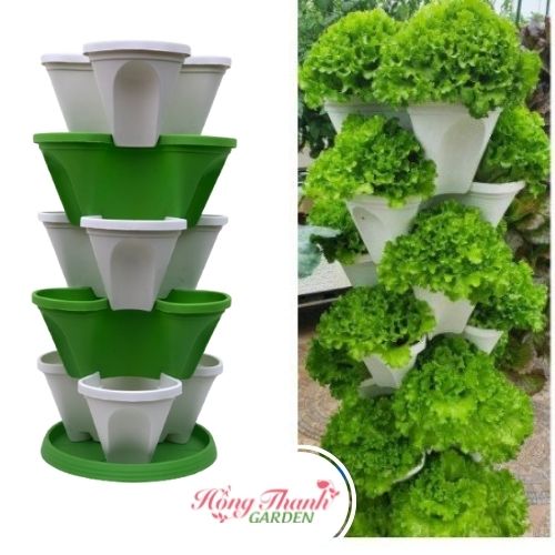 Chậu Tháp , Tháp Trồng Rau Hữu Cơ/ Tháp Trồng Hoa / Dâu Tây - Nhựa Cao Cấp, Tiện Lợi, Tiết Kiệm Không Gian, Trang Trí Nội Thất, Sân Vườn