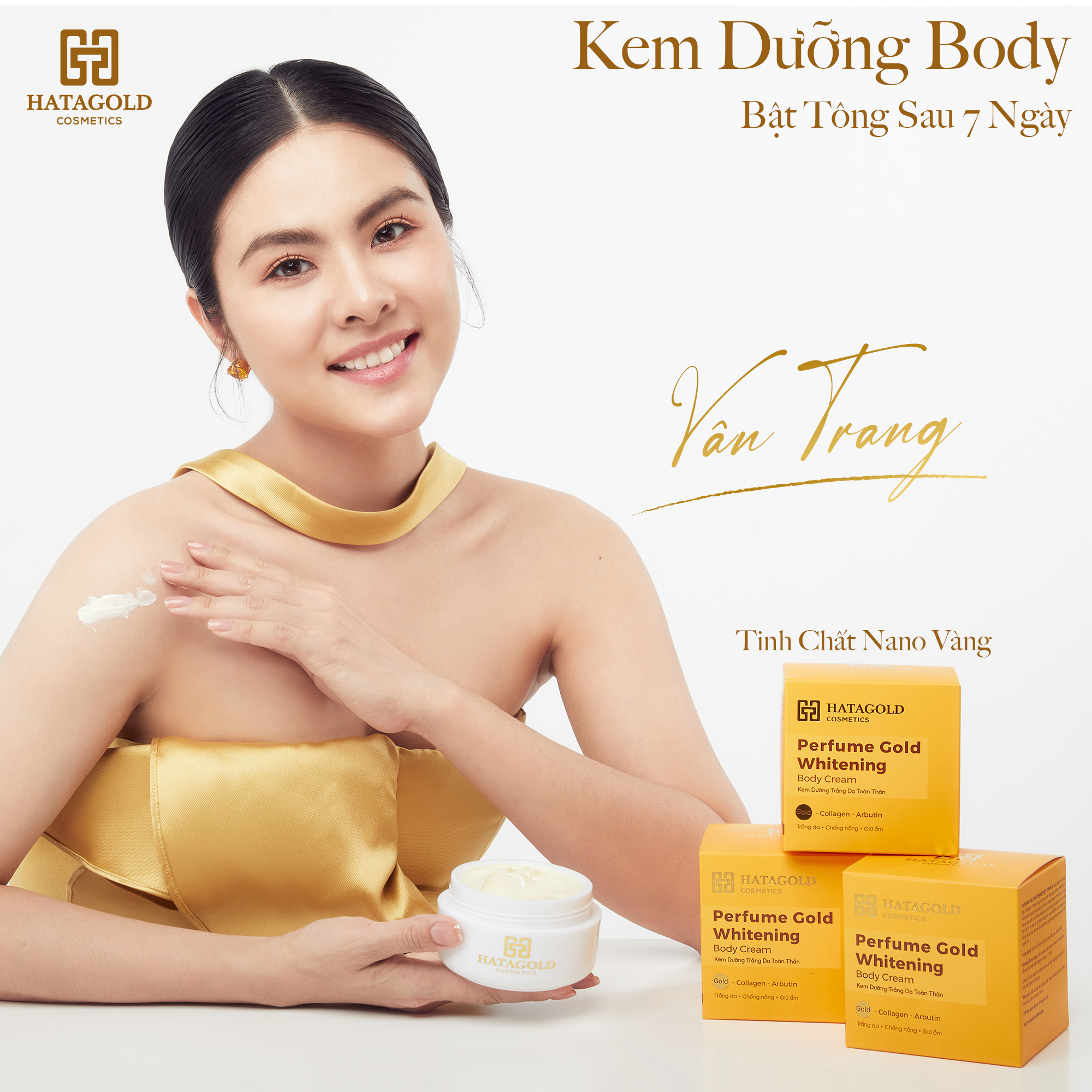 HATAGOLD | Kem Dưỡng Body Bật Tông Sau 7 Ngày - Perfume Gold Whitening Body Cream - KL:250g