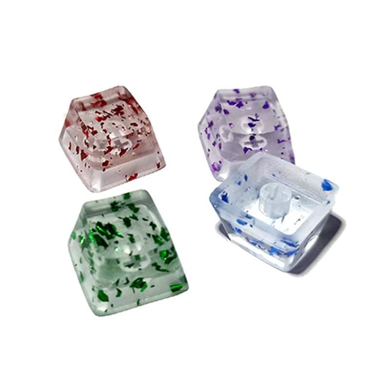 HSV Resin Keycaps Cherry Profile R4 Personality Translucent Sequins Keycap Replacement for Mechanical Keyboard 1PC