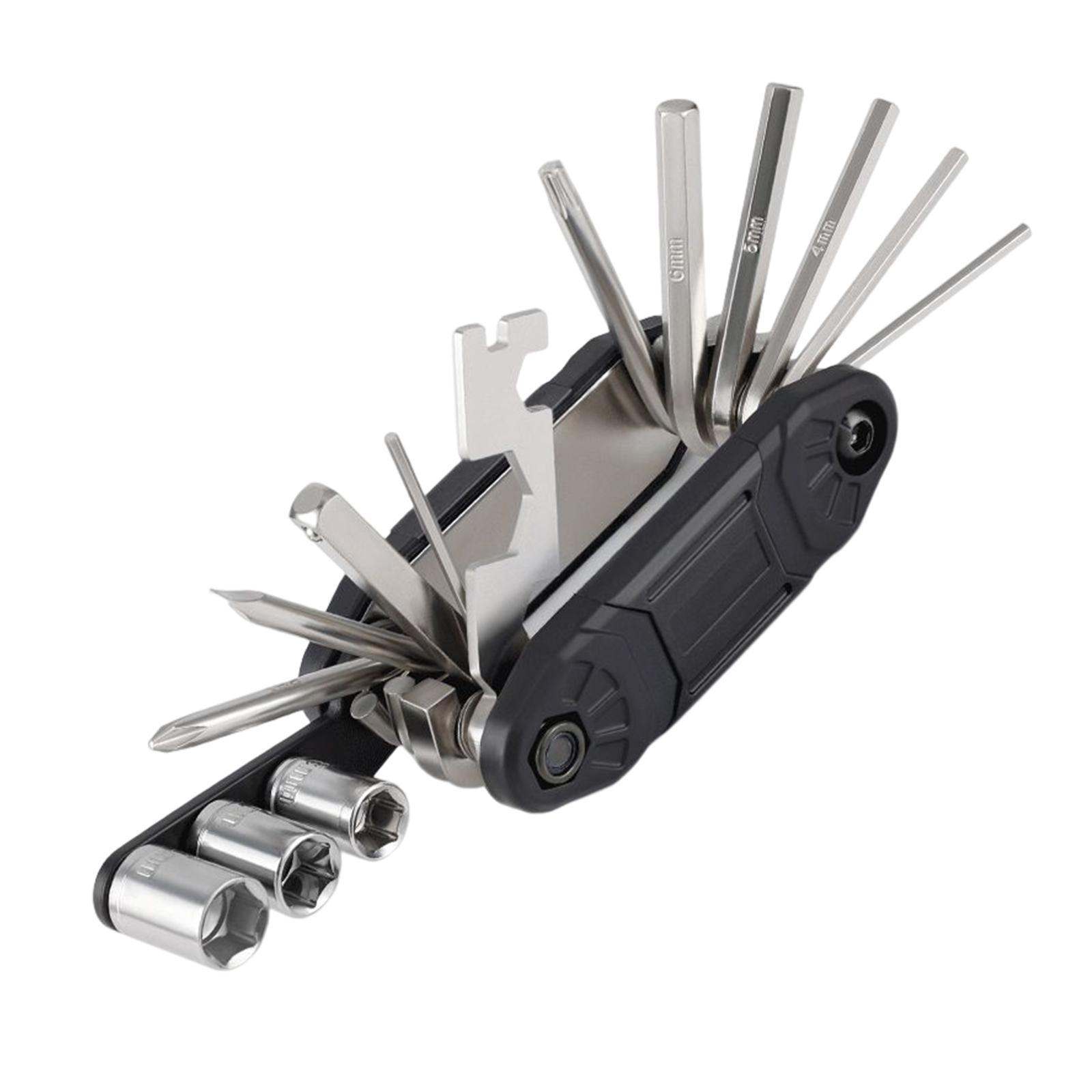 16 in 1 Bike Tire Repair Wrench Tool Multifunctional for Travel Repairing