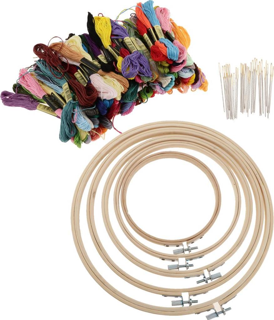 Đầy Đủ các Thêu Bộ Khởi Đầu Chữ Thập Bộ Dụng Cụ Bao Gồm 100 Sợi Tre Thêu Vòng Kim