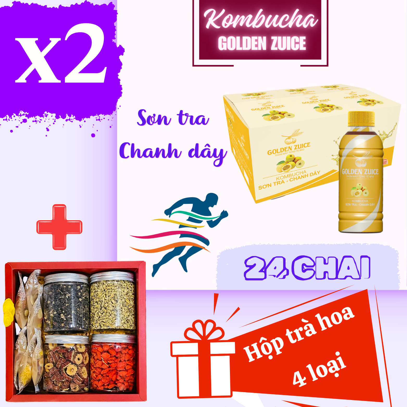 Combo 2 thùng kombucha golden zuice 350 ML