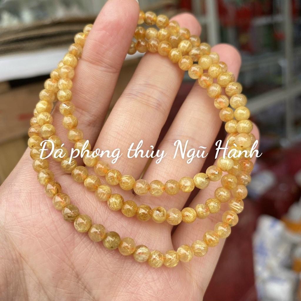 Vòng tay tóc vàng quấn 3 vòng đá trong, dày tóc - hàng thật, bao kiểm định