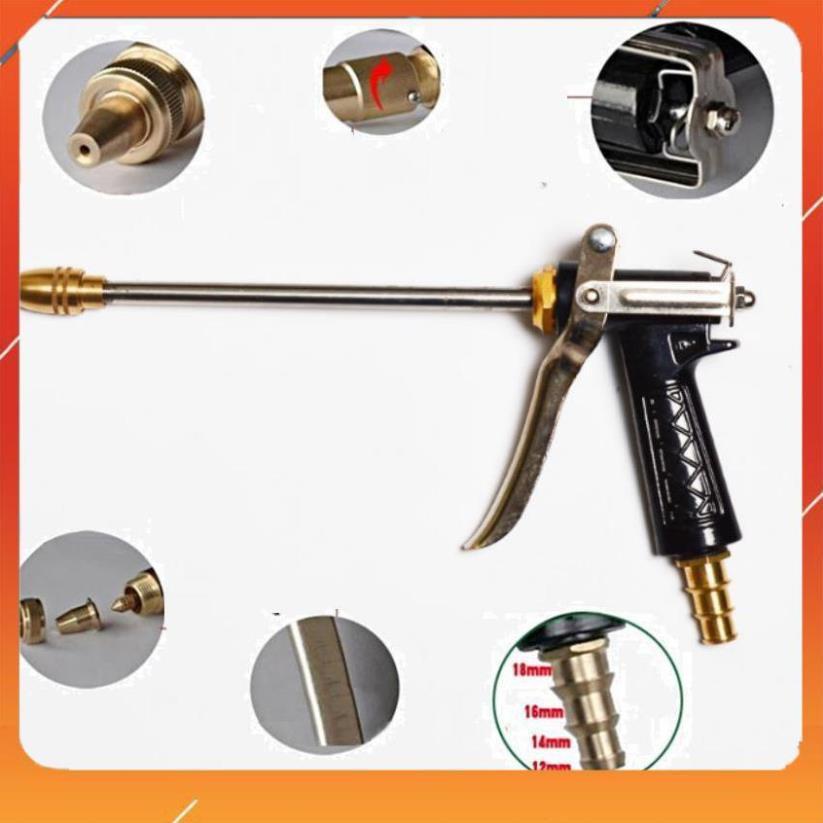 ️Evoucher Bộ dây vòi xịt nước rửa xe, tưới cây , tăng áp 3 lần, loại 7m, 10m 206318 đầu đồng,cút,nối đen+ đai