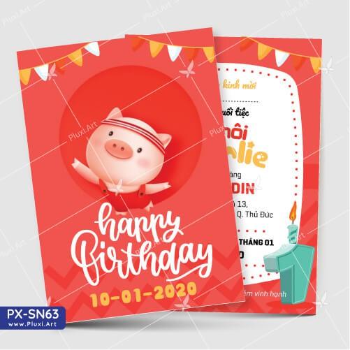 Thiệp thôi nôi – sinh nhật theo yêu cầu Pluxi