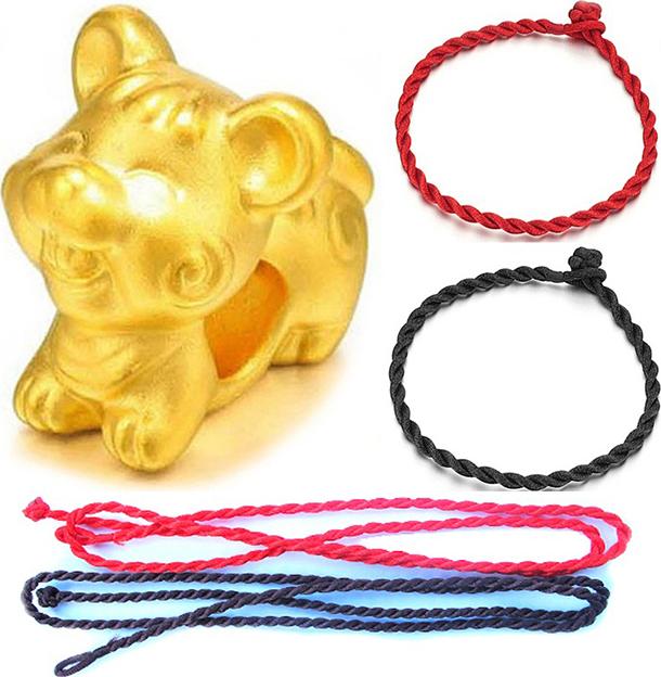 Bộ Vòng Tay Tuổi Tý Bạc Mạ Vàng Tặng Kèm 2 Dây Đeo Cổ