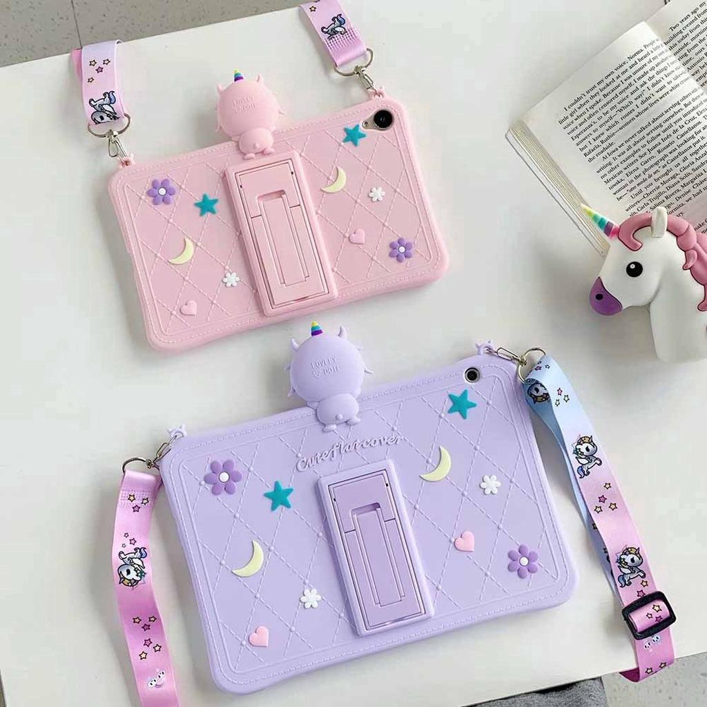 Ốp Lưng Silicone Mềm Chống Sốc In Hình Quái Vật Với Dây Đeo Cho Samsung Tab A7 10.4 Inch T500 / T505 / T507 2020