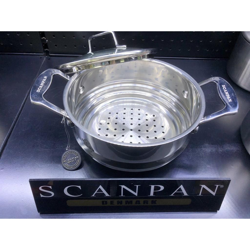 Vỉ/ xửng hấp inox có nắp cao cấp Scanpan Impact 16/18/20cm 71152000, thiết kế 3 lớp, an toàn sức khỏe, hàng chính hãng